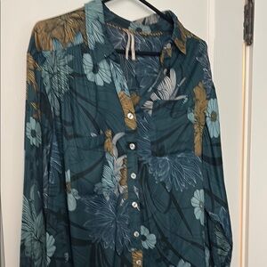 Anthropologie Leaf Print Blouse